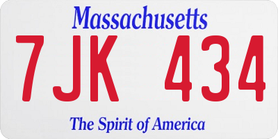 MA license plate 7JK434