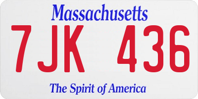 MA license plate 7JK436