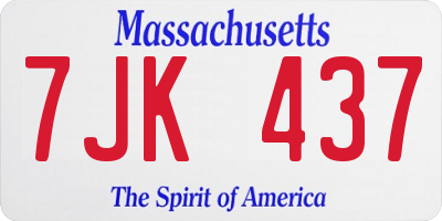 MA license plate 7JK437