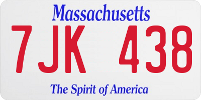 MA license plate 7JK438