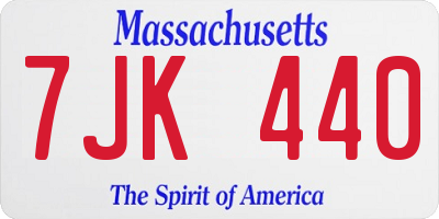 MA license plate 7JK440