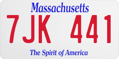 MA license plate 7JK441