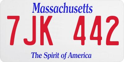 MA license plate 7JK442