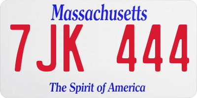 MA license plate 7JK444