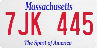 MA license plate 7JK445