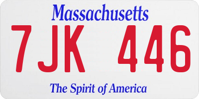 MA license plate 7JK446