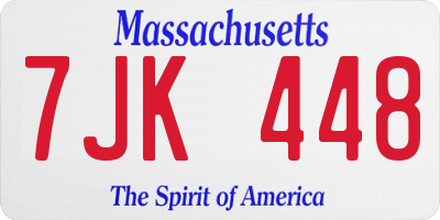 MA license plate 7JK448