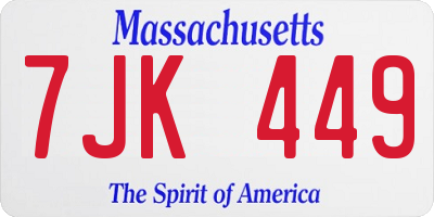 MA license plate 7JK449