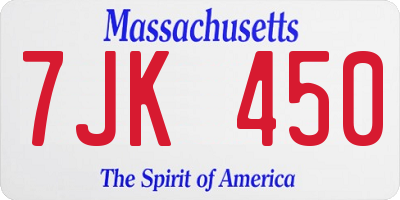 MA license plate 7JK450
