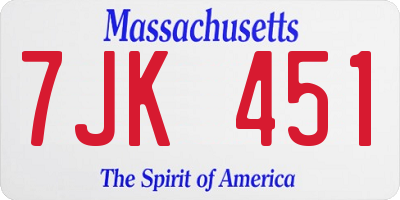 MA license plate 7JK451
