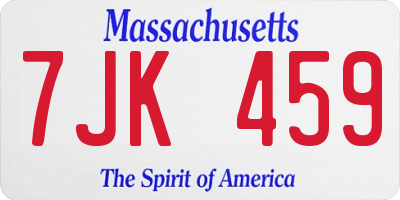 MA license plate 7JK459