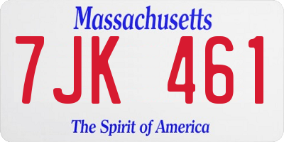 MA license plate 7JK461