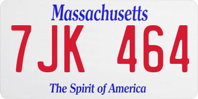 MA license plate 7JK464