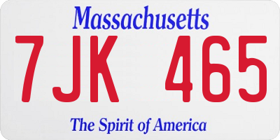 MA license plate 7JK465