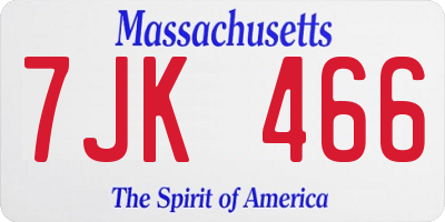MA license plate 7JK466
