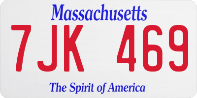 MA license plate 7JK469