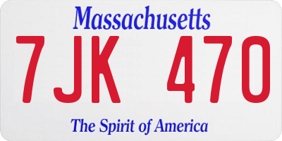 MA license plate 7JK470