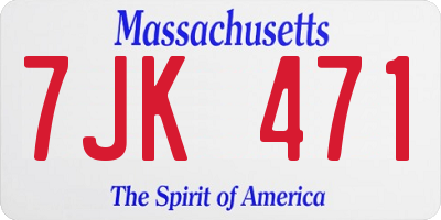MA license plate 7JK471