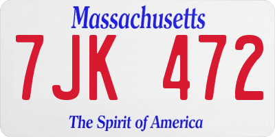 MA license plate 7JK472