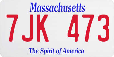 MA license plate 7JK473