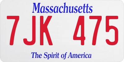 MA license plate 7JK475