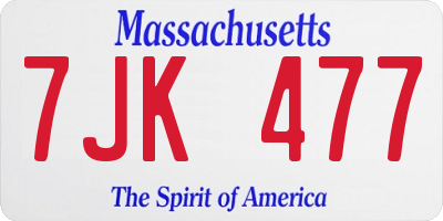 MA license plate 7JK477
