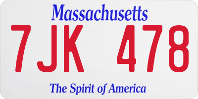 MA license plate 7JK478
