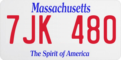 MA license plate 7JK480