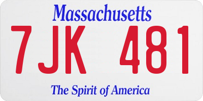 MA license plate 7JK481