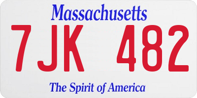 MA license plate 7JK482