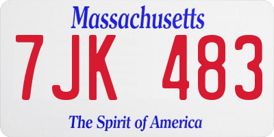 MA license plate 7JK483