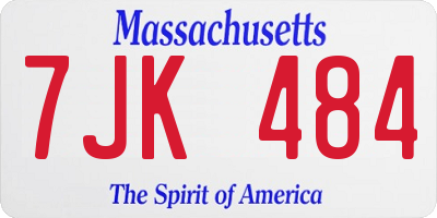 MA license plate 7JK484