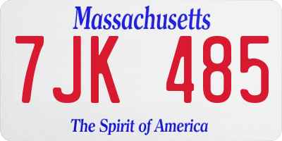 MA license plate 7JK485
