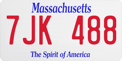 MA license plate 7JK488