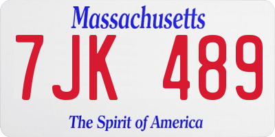 MA license plate 7JK489