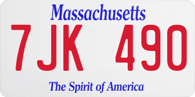 MA license plate 7JK490