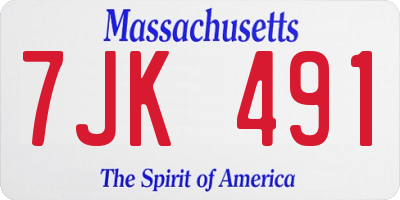 MA license plate 7JK491