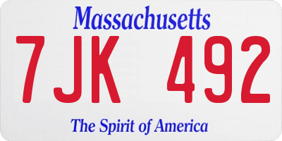 MA license plate 7JK492