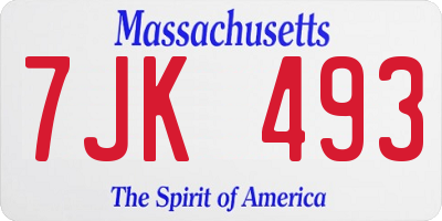 MA license plate 7JK493