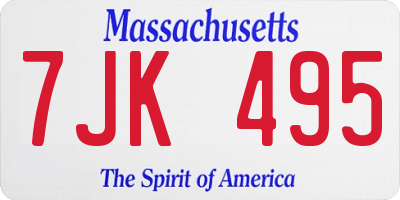 MA license plate 7JK495
