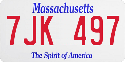 MA license plate 7JK497