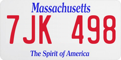 MA license plate 7JK498