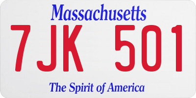 MA license plate 7JK501
