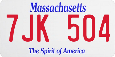 MA license plate 7JK504