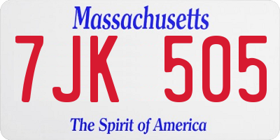 MA license plate 7JK505