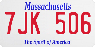 MA license plate 7JK506
