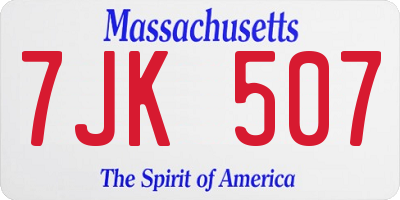 MA license plate 7JK507