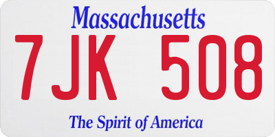 MA license plate 7JK508