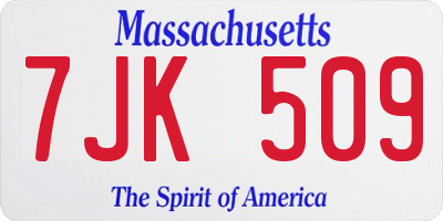MA license plate 7JK509