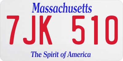 MA license plate 7JK510